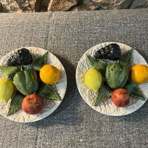 Two matched pair of Majolica Vallauris plates